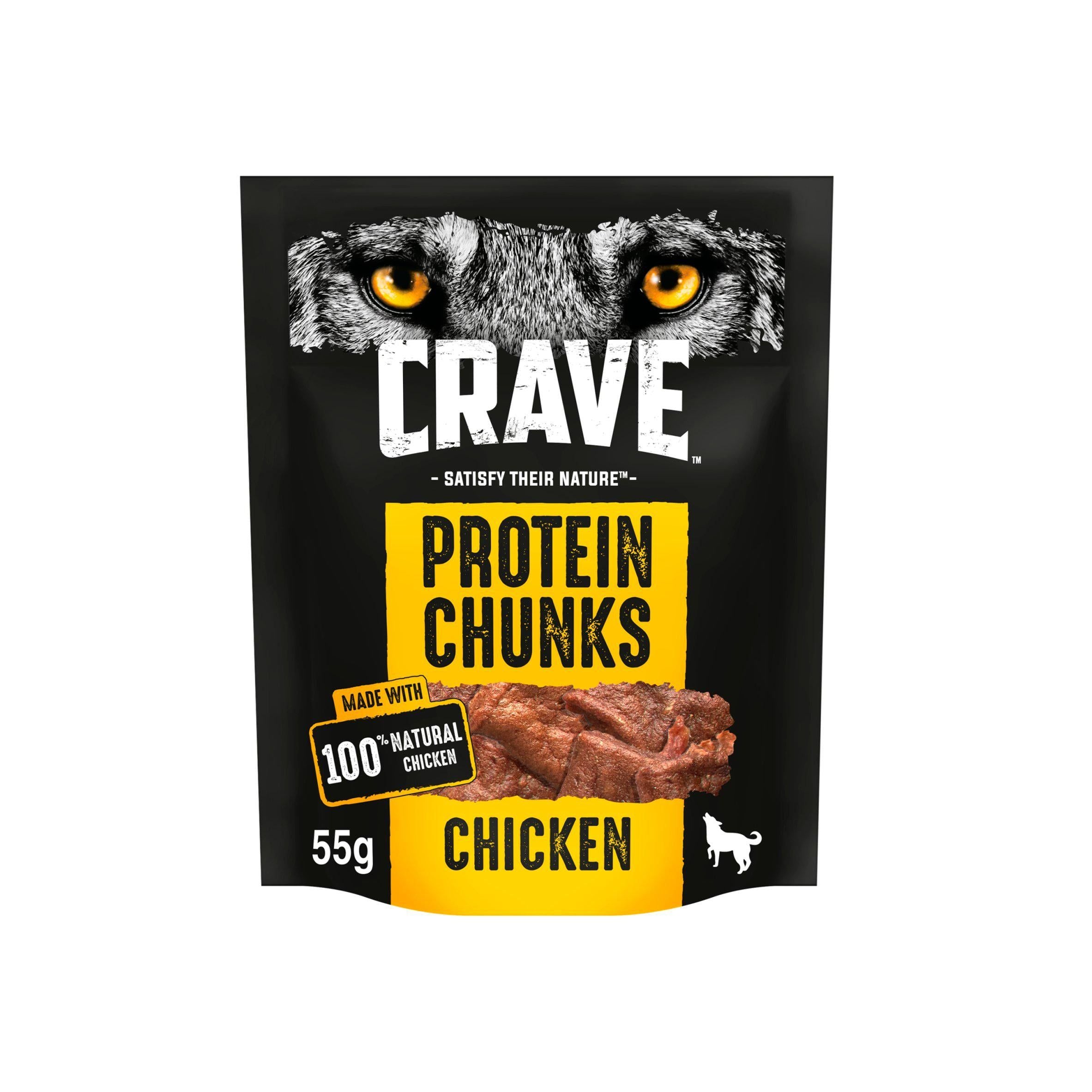 Crave Natural Grain Free Protein Chunks Adult Dog Treat Chicken 55g