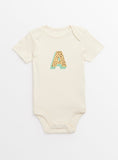 Cream 'A' Initial Short Sleeve Bodysuit Up to 3 mths