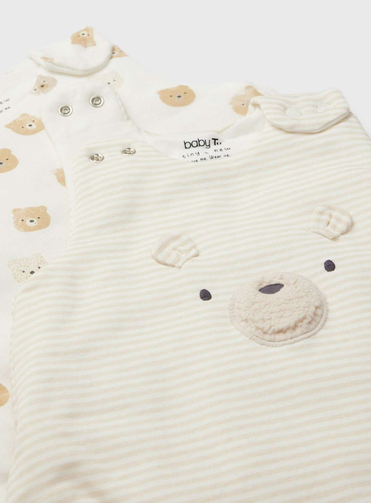 Cream Bear Print 2.5 Tog Sleeping Bags 2 Pack 6-12 months