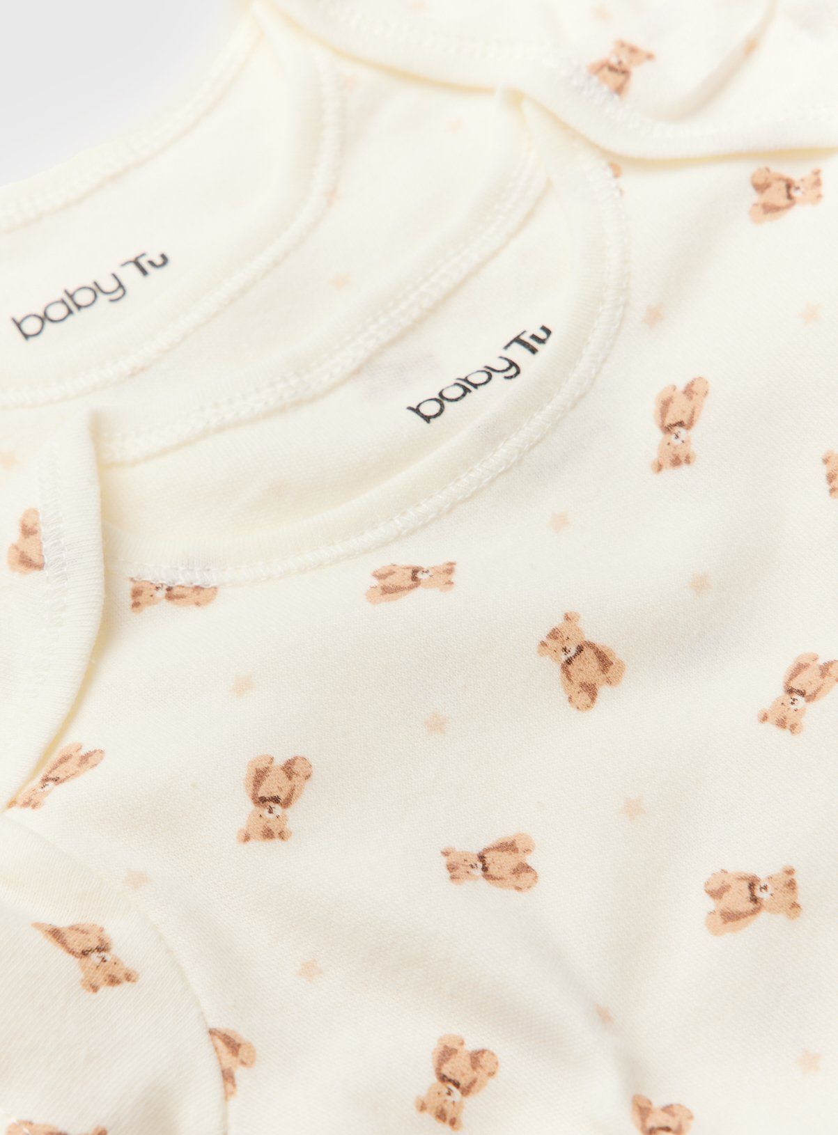 Cream Bear Print Short Sleeve Bodysuits 5 Pack Up to 3 mths