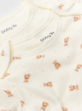 Cream Bear Print Short Sleeve Bodysuits 5 Pack Up to 3 mths