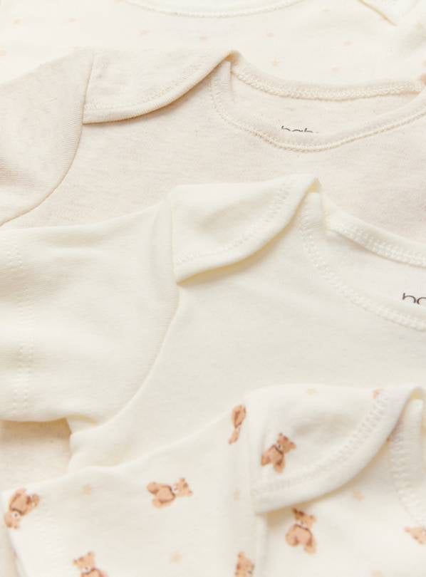 Cream Bear Print Short Sleeve Bodysuits 7 Pack 6-9 months