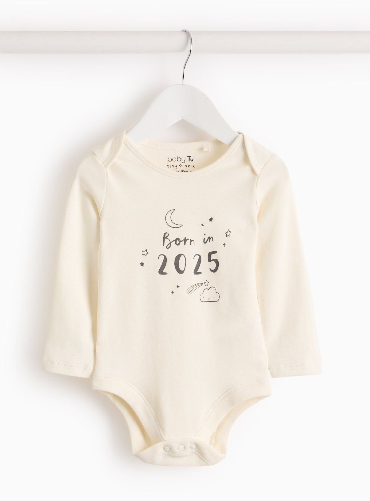 Cream Born In 2025 Slogan Bodysuit 9-12 months