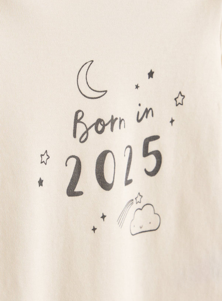 Cream Born In 2025 Slogan Bodysuit 9-12 months