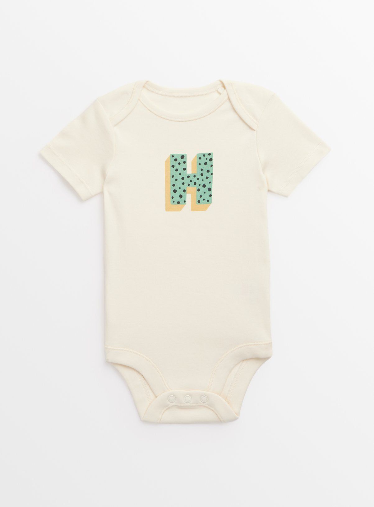 Cream Letter 'H' Organic Cotton Bodysuit Up to 1 mth