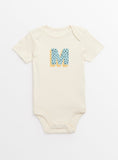 Cream Letter 'M' Organic Cotton Bodysuit 3-6 months