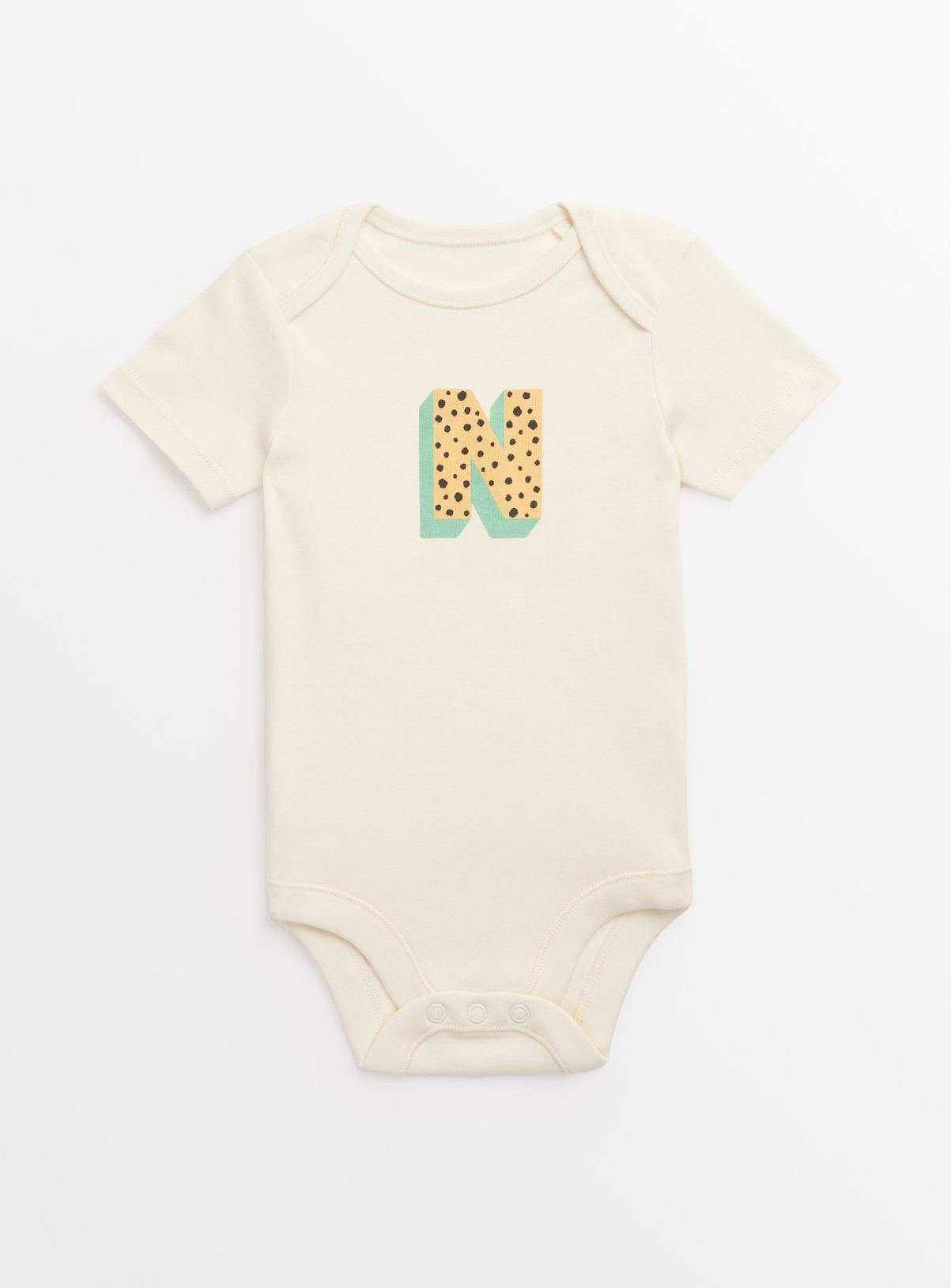 Cream 'N' Initial Short Sleeve Bodysuit Up to 3 mths