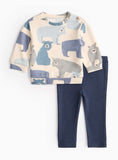 Cream Polar Bear Ribbed Jumper &amp;amp; Navy Leggings Set 3-6 months