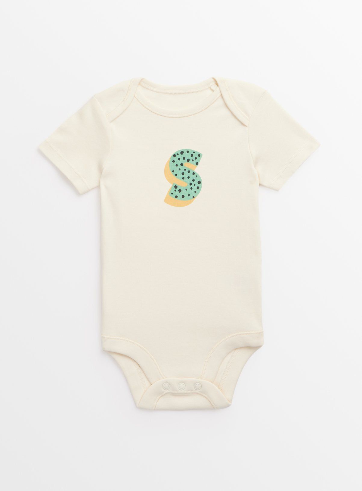 Cream 'S' Short Sleeve Bodysuit  Newborn