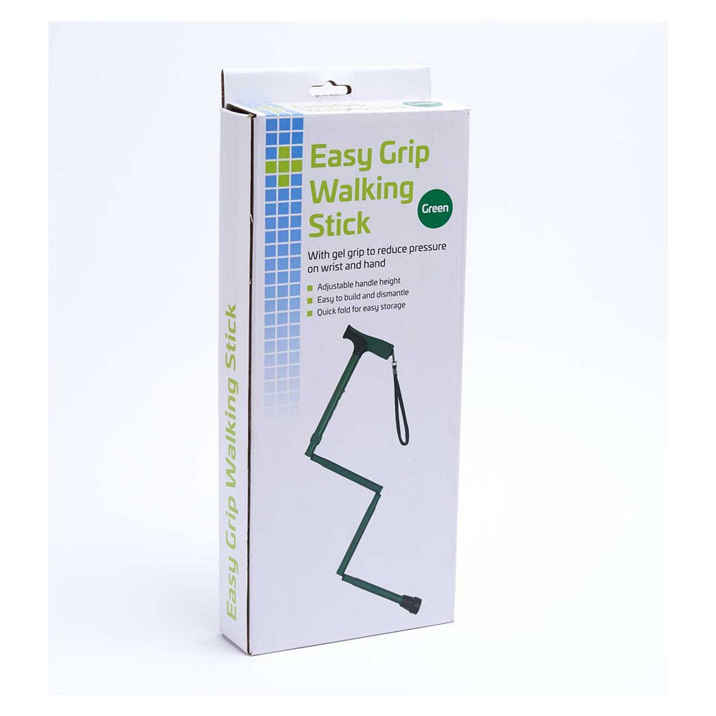 Crest Easy Grip Folding Walking Stick With Gel Handle- Green