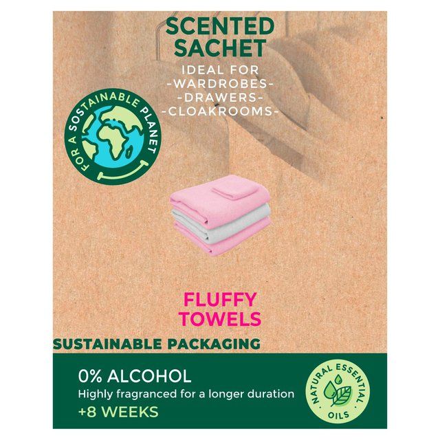 Cristalinas Scented Sachet Wardrobe/Drawer Freshener Fluffy Towels Ecopack   7g