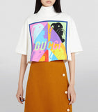 Cropped Bunny Print T-Shirt