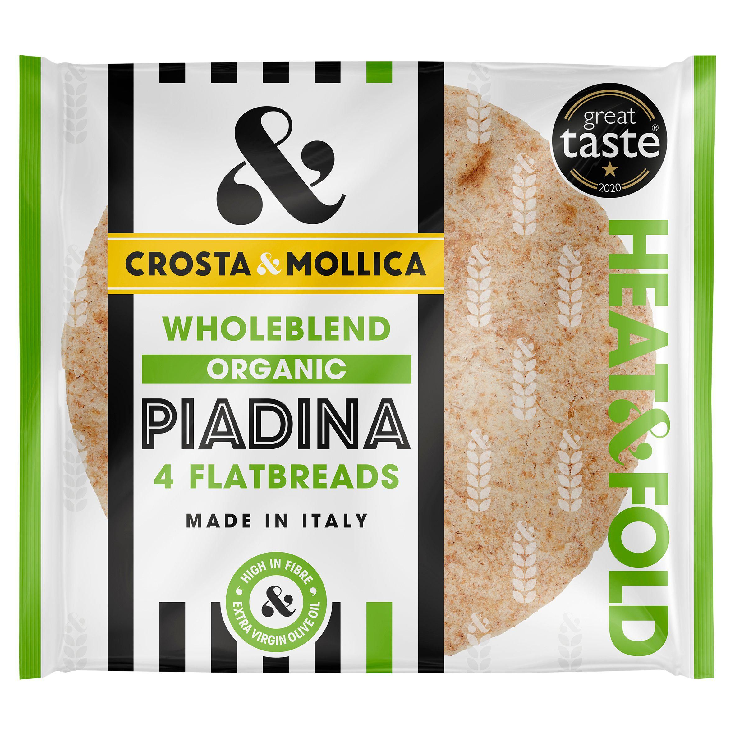 Crosta &amp;amp; Mollica Piadina Organic Wholeblend Italian Flatbreads Wraps x4 300g