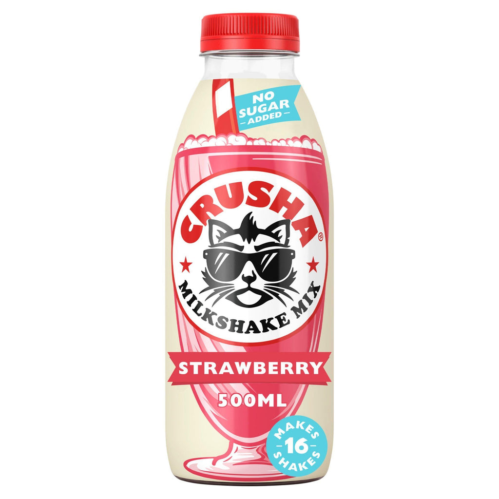 Crusha Strawberry Flavour No Added Sugar Milkshake Mix 500ml