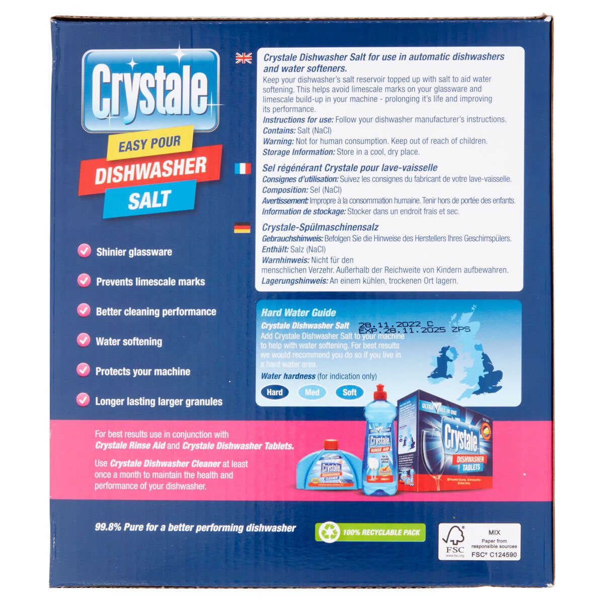 Crystale Dishwasher Salt, 4 x 2kg