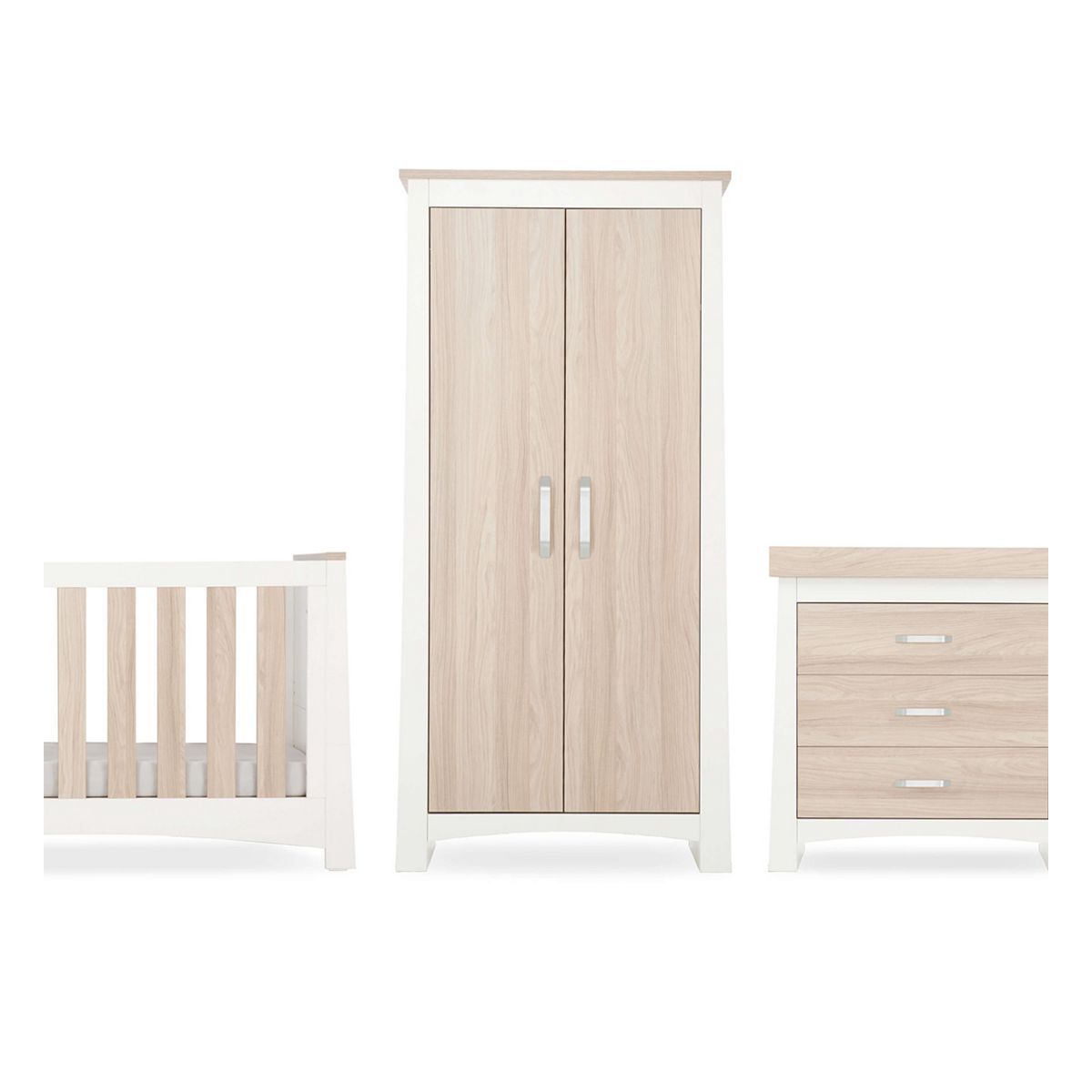 CuddleCo Ada 3 Piece Nursery Furniture Set &amp;ndash; White and Ash