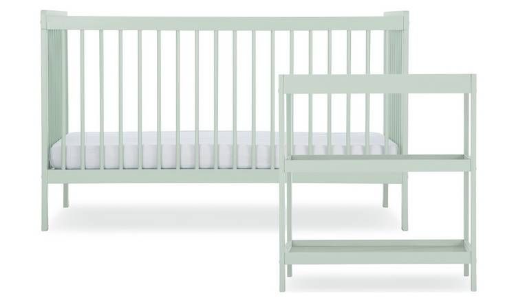 Cuddleco Nola Cot Bed and Changing Unit Nursery Set - Sage