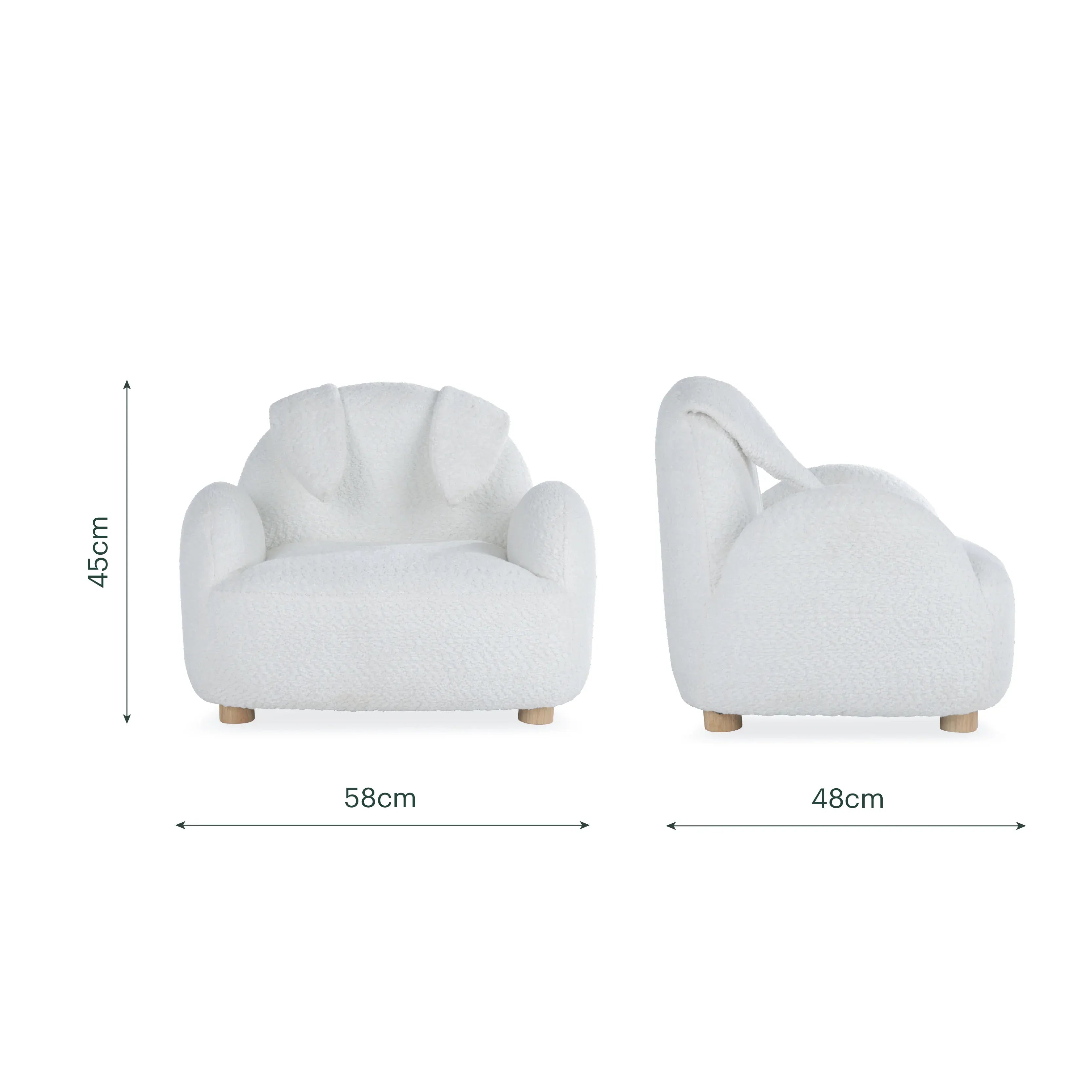 CuddleCo Etta Bunny kids chair in boucle off white (British brand)