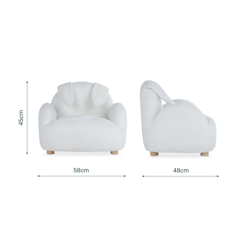 CuddleCo Etta Bunny kids chair in boucle off white (British brand)