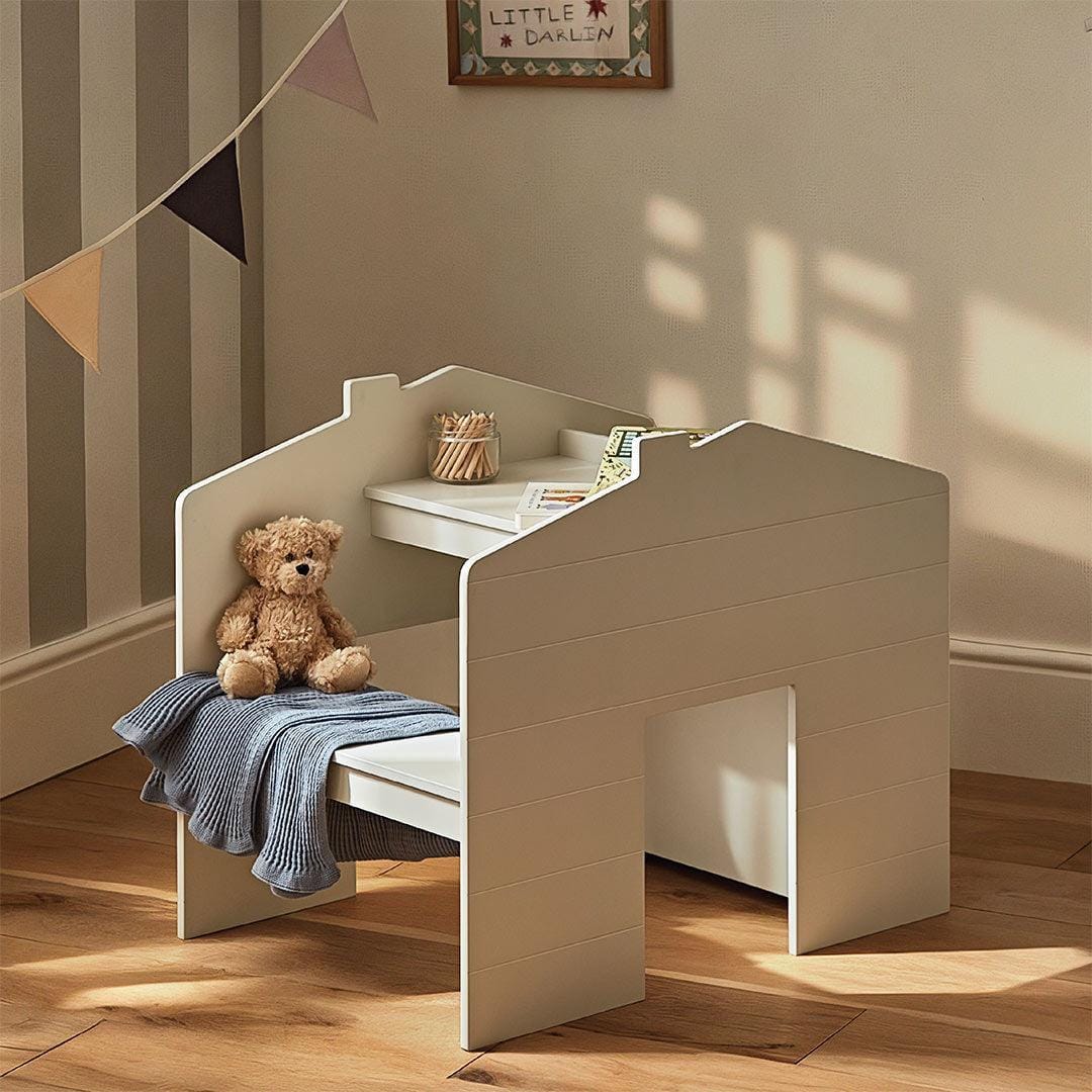 CuddleCo play house desk with bench in Pebble, imported from the UK