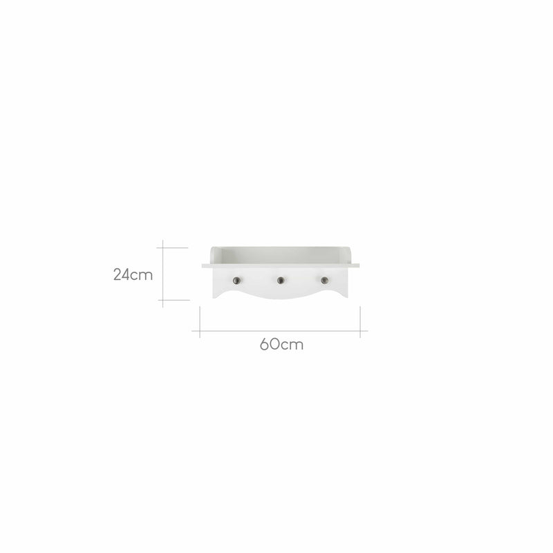 CuddleCo Clara white nursery shelf with pegs - British product