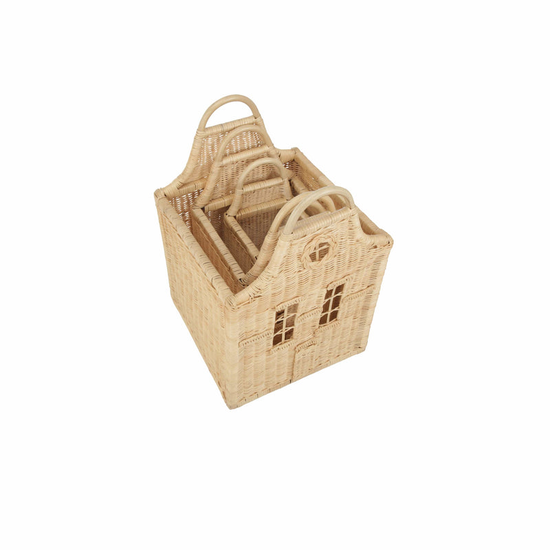 Cuddleco Dutch House rattan storage baskets set of three (British brand)