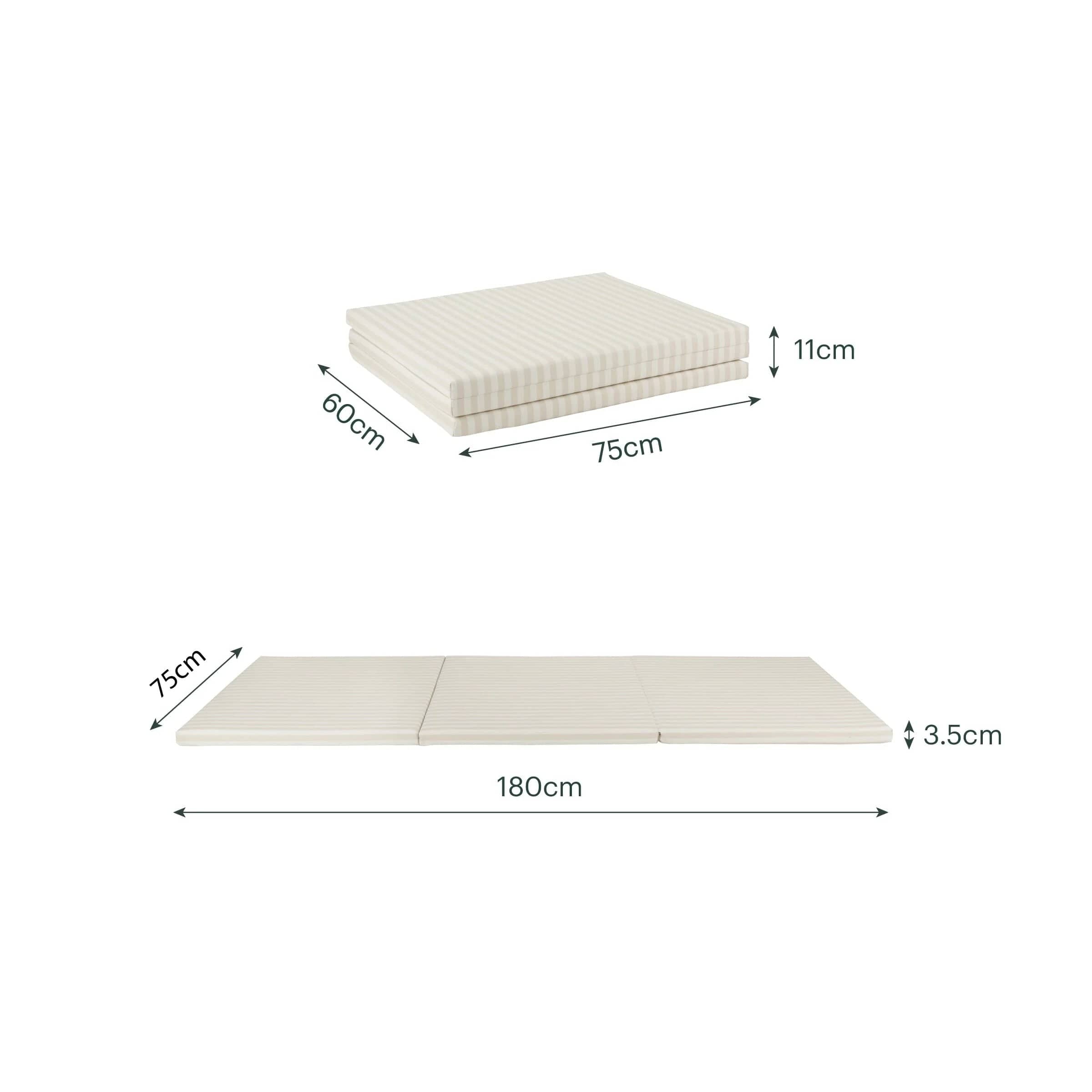 CuddleCo 3-Fold Tumble Mat Cookie Stripe, imported from the UK