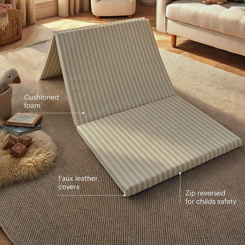 CuddleCo 3-Fold Tumble Mat Cookie Stripe, imported from the UK