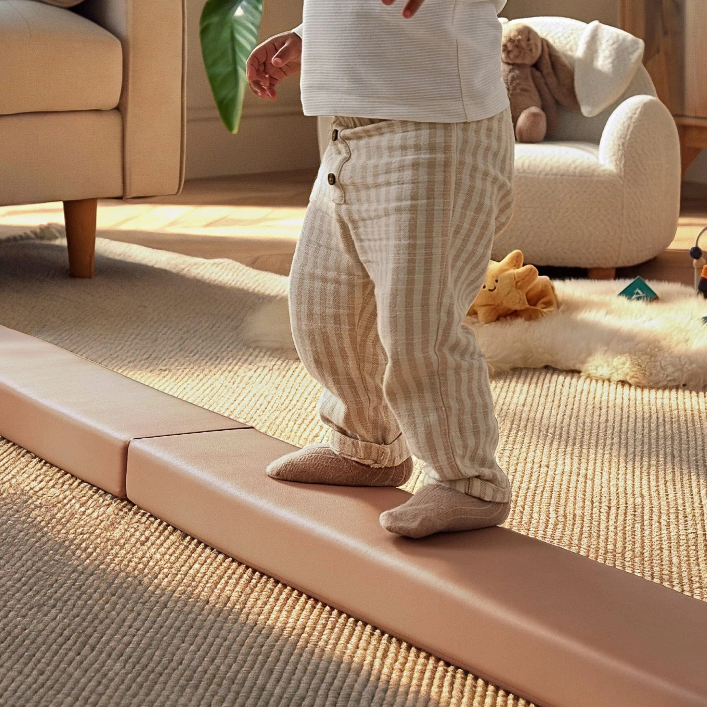 CuddleCo soft play balance beam in Sea Salt - British product