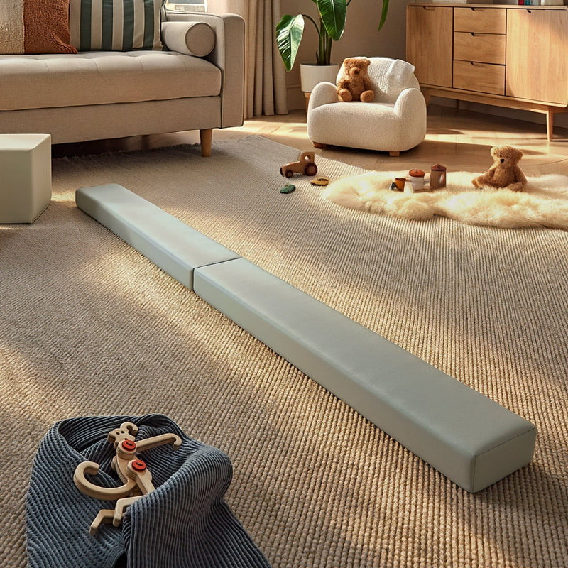 CuddleCo soft play balance beam in Sea Salt - British product
