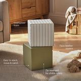 CuddleCo soft play cube set in Cookie Stripe and Olive, UK version