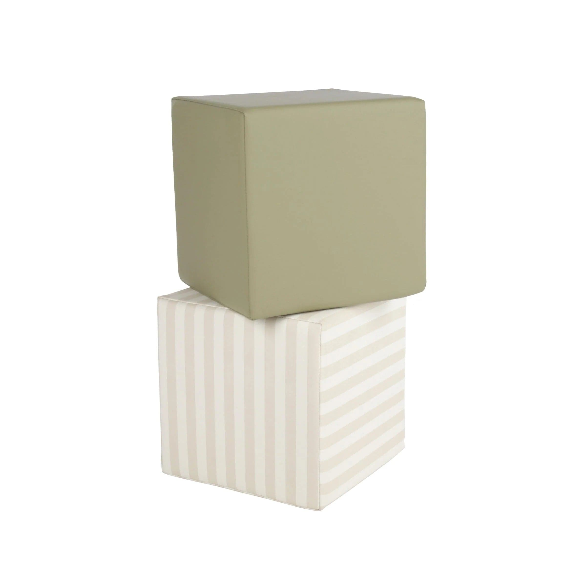 CuddleCo soft play cube set in Cookie Stripe and Olive, UK version