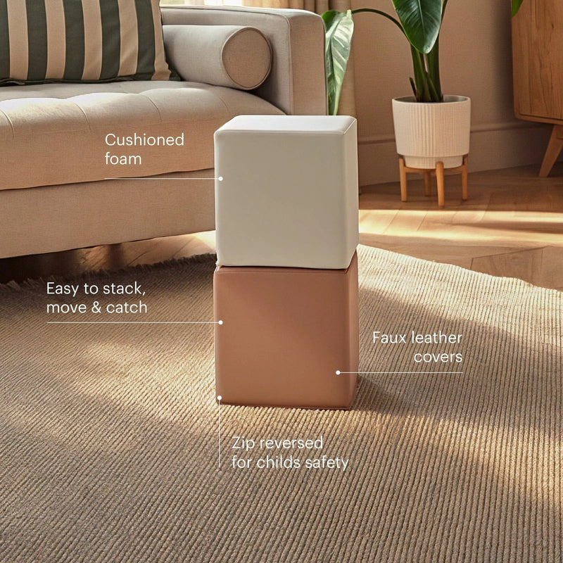 CuddleCo soft play cubes 2-piece in Tuscany and Pebble, UK version