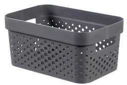 Curver Infinity Dots Small Rectangular Recycled Storage Basket Grey 4.5 Litre