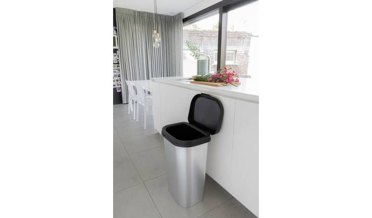 Curver Mistral 50 Litre Lift Top Bin - Silver