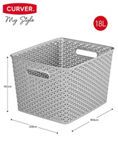 Curver My Style Large Rectangular Storage Basket Grey 18 Litre