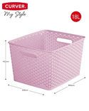 Curver My Style Large Rectangular Storage Basket Pink 18 Litre