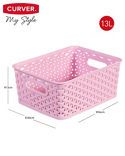 Curver My Style Medium Rectangular Storage Basket Pink 13 Litre