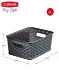 Curver My Style Small Rectangular Storage Basket Anthracite 8 Litre