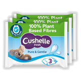 Cushelle Fresh &amp;amp; Gentle Pure Flushable Moist Toilet Tissue Wipes Triple Pack 3x38