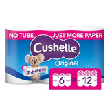 Cushelle Original Tubeless Double Roll Toilet Tissue 6 equals 12 Rolls