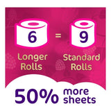 Cushelle Quilted Raspberry &amp;amp; Rhubarb 50% Longer Toilet Rolls   6 per pack