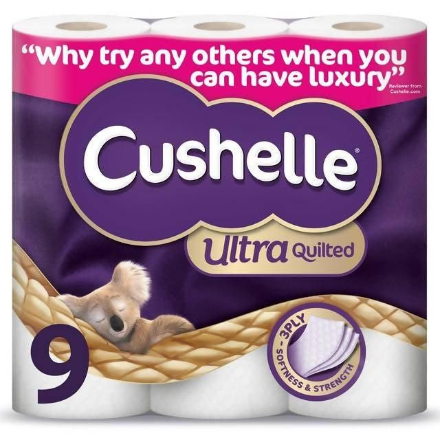 Cushelle Ultra Quilted Toilet Tissue Rolls x9