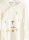 Cute Like Mummy Slogan Bear Print Sleepsuit 6-9 months