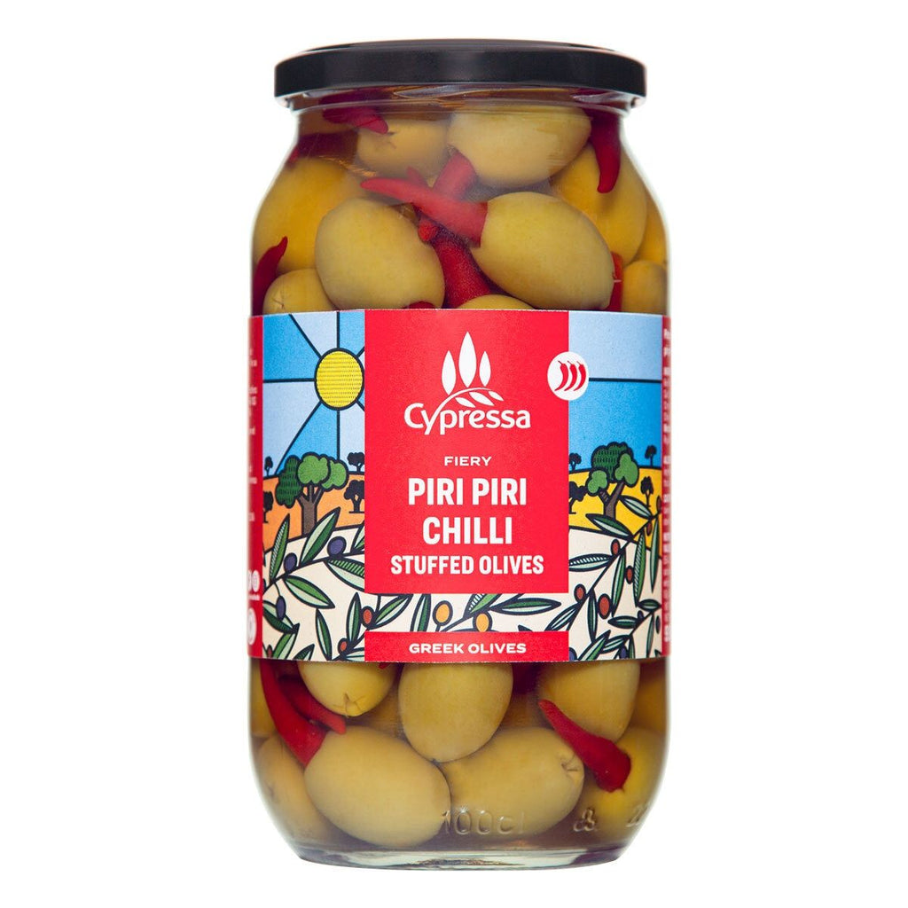 Cypressa Fiery Piri Piri Chilli Stuffed Olives, 990g