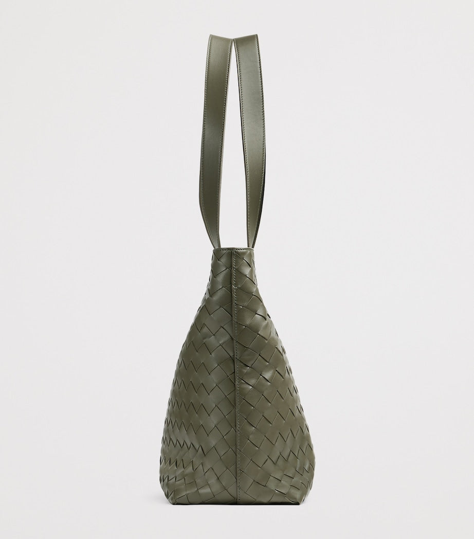 Bottega Veneta small leather zipped tote bag intrecciato weave (British brand)