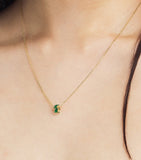 Suzanne Kalan yellow gold emerald pendant necklace adjustable chain, imported from the UK