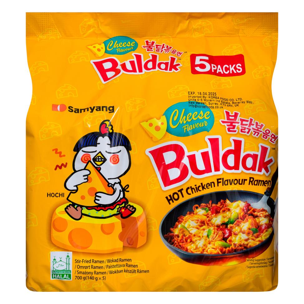 Samyang Buldak cheese ramen multipack, imported from the UK