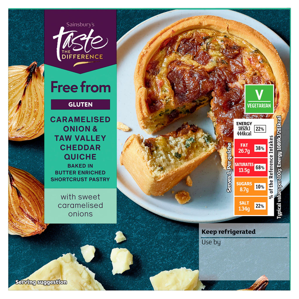 Sainsbury's Free From Caramelised Onion & Taw Valley Cheddar Quiche, Taste the Difference 170g