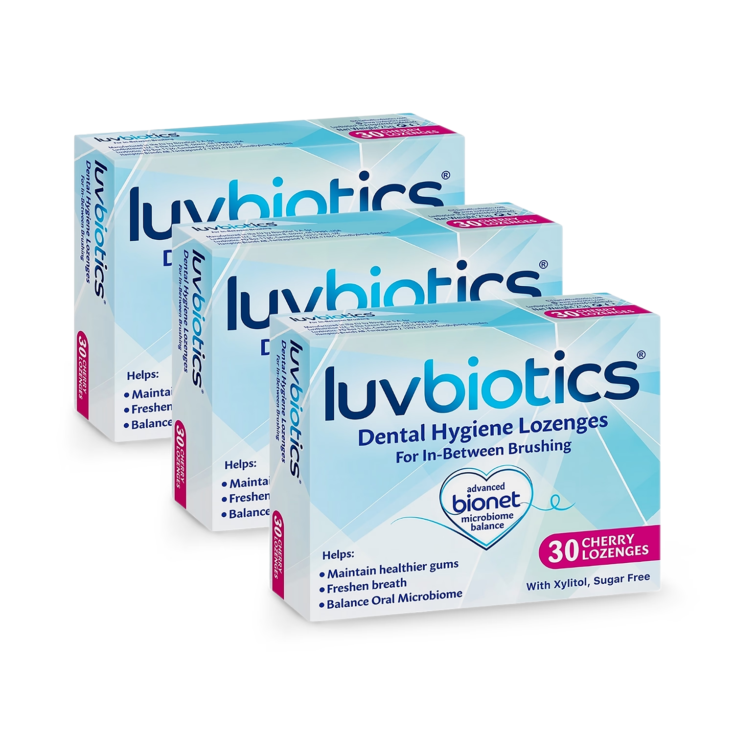 Luvbiotics Probiotic Dental Cherry Lozenges 3 pack (British brand)